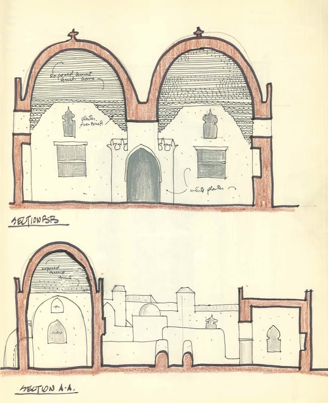 Section and plan of al-Dayba’ mosque